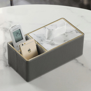 Tissue Box Organizer Multi Functional Desktop Storage With Remote <b>Control</b> <b>Holder</b> For Living Room Coffee Table - Product Image 4