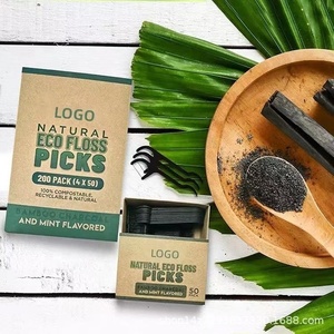 Pics de fil dentaire naturel-Vegan, Eco Friendly Black Bamboo Charcoal <span class=keywords><strong>Dents</strong></span> Stick Cure-<span class=keywords><strong>dents</strong></span> Flosser <span class=keywords><strong>pour</strong></span> <span class=keywords><strong>les</strong></span> soins bucco-dentaires - Product Image 1