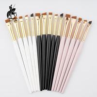 Pincel plano vegano fino para tinte de cejas, marca privada, pincel delineador de ojos con logotipo personalizado