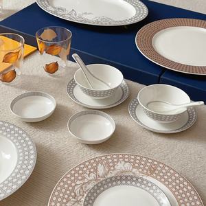 Nordic Style Elegant Ceramic <b>Dinnerware</b> <b>Set</b> Unique Embossed Surface Sustainable Engraving Technique Includes Plates and Bowls - Product Image 5