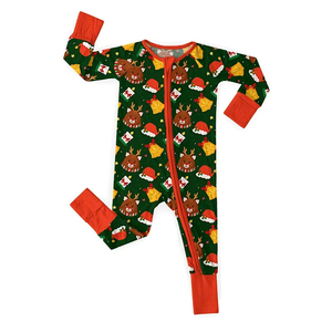 Combinaison de Noël bio pour bébé, pyjama en bambou avec fermeture éclair, vêtements de nuit écologiques pour nouveau-né, vêtements de bébé personnalisés, vêtements de nuit pour bébé - Product Image 2