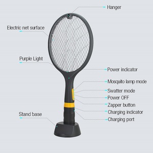 Xách tay có thể sạc lại Fly muỗi vợt điện muỗi Killer Fly Vỉ Đập điện tử Bug Zapper vợt - Product Image 6
