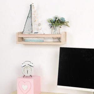 ชั้นวางของติดผนังไม้ชั้นเดียวสีธรรมชาติสำหรับชั้นวางโชว์ในครัว - Product Image 1