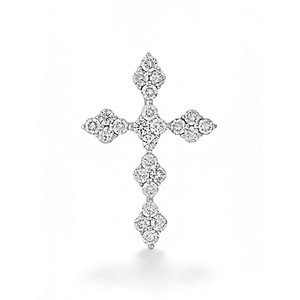 CUSTOM SILVER 10K/14K/18K GOLD PLATED LAB GROWN CVD DIAMOND CLASSIC ENGAGEMENT GIFT SWEATER <b>CHAIN</b> NECKLACE <b>CROSS</b> PENDANT - Product Image 1