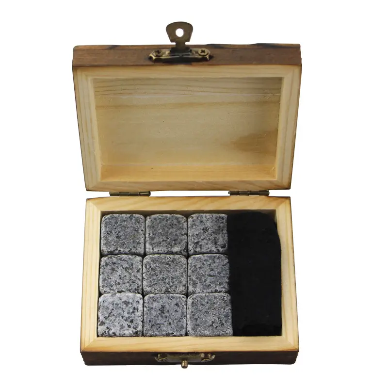 Bar Accessories Ice Cube Chilling Stones For Whiskey Wine Whiskey Rock Cooler Glass Sipping Gift Box Set For Cigar Men