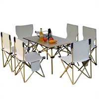 Table pliante d'extérieur en acier au carbone, ensemble complet de chaises de camping et pique-nique, design rectangulaire portable pour la mise en place de stands