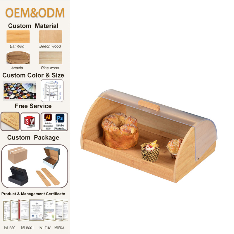 Bamboo Semicircle Bread Storage Container with