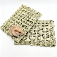 Tapis à mâcher en maille tressée naturelle faite à la main pour hamsters, perroquets et oiseaux, suspendable, pour aménagement paysager, jouet de dentition pour petits animaux