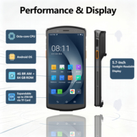 Terminal de lecture RFID UHF portable DT50D à courte portée, écran 5,7 pouces, Octa-core 4+64G, PDA Android, scanner de codes-barres 1D/2D pour l'inventaire