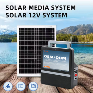 PicoSolar ST009 Pine 10inch Portable Solar <b>TV</b> System 20W Solar FM Radio 12V7AH Battery 2 UFO Shape Lights-Off-Grid ST009 12V DCT - Product Image 1