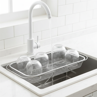 Panier de vidange télescopique en acier inoxydable 304 pour évier de cuisine, panier de lavage multifonctionnel pour fruits et légumes, égouttoir à fruits