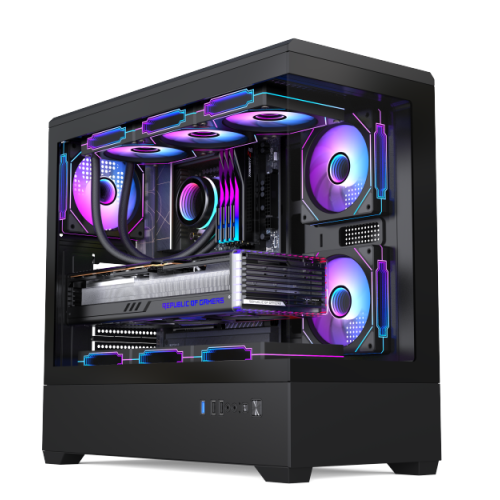 Wholesale Micro ATX Mid Tower Gaming PC Case, Tempered Glass Side Window Desktop Computer Chassis