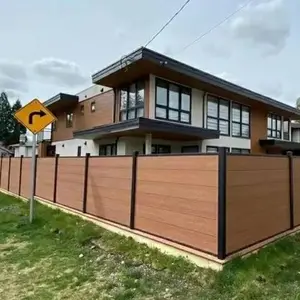 6ft çit wpc ahşap kompozit plastik paneller uv direnci su geçirmez açık yard için alüminyum çerçeve ile çit