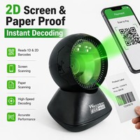 Escáner de Código de Barras de Escritorio 2D de Alta Velocidad con Cable USB, Lector Omnidireccional de Manos Libres para Punto de Venta en Comercios y Supermercados