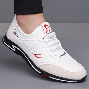 Chaussures décontractées respirantes pour hommes, à enfiler, à talon bas, semelle souple, baskets de marche tendance, couleur unie, origine Wenzhou - Product Image 4