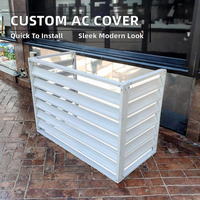 Cache-climatiseur extérieur décoratif en aluminium durable, protection résistante aux intempéries pour unité extérieure de climatiseur