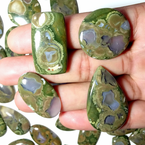 A-one Qualité 100% Naturel Rhyolite Lâche Vert Quartz Pierres Précieuses Lisse Cabochon Rhyolite Jaspe pour Bijoux Produit Exclusif - Product Image 1