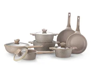 High quality kitchen supplies 10pcs ceramic die casting kitchen cookware set non stick aluminum cooking pots and pans set
