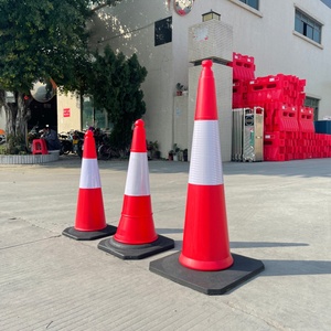 Cône de signalisation routière Shunlu A042 en PVC, rouge et noir, réfléchissant prismatique haute intensité, 6 kg, 1000 mm, sans alimentation électrique, pour la sécurité routière - Product Image 5