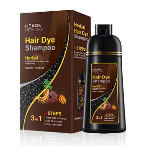 Venta al por mayor 3 en 1 gris oscuro marrón burbuja a base de hierbas tinte permanente para el cabello champú de color negro champú tinte para el cabello