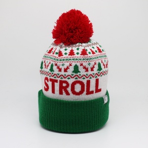 Wholesale Acrylic Knitting Santa Winter Beanie Hat with 3D Embroidery Custom Logo Plaid/Argyle Patterns Unisex Adult - Product Image 5