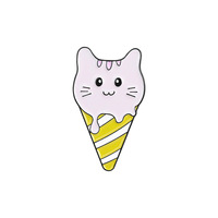 Offre Spéciale chat dessin animé créativité Animal émail nickelé en alliage de Zinc crème glacée métal artisanat épinglette pour cadeau