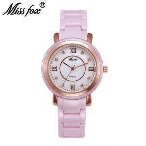 שעון קוורץ מסגסוגת פנאי, שעון כתר ספירלי עגול קרמי, שעון קוורץ - Product Image 1