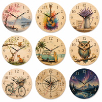 Jam Dinding Gantung Vintage Gaya Farmhouse Retro Art Deco Besar Tanpa Baterai Jarum Senyap Strip Kayu Belum Selesai untuk Ruang Tamu