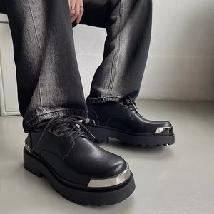 Zapatos Casuales de Cuero Genuino para Hombre, Estilo Británico, Derby de Invierno con Suela Gruesa, Transpirables y Cómodos para Vestir - Product Image 5