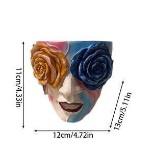 <span class=keywords><strong>Maceta</strong></span> <span class=keywords><strong>de</strong></span> resina hecha a mano con cara colorida para <span class=keywords><strong>mujer</strong></span>, <span class=keywords><strong>maceta</strong></span> para <span class=keywords><strong>cabeza</strong></span>, <span class=keywords><strong>maceta</strong></span> para plantas suculentas - Product Image 6