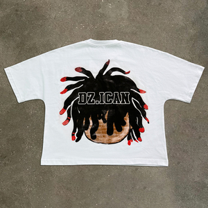 T-shirt de sérigraphie personnalisé T-shirt graphique en coton lourd personnalisé Streetwear T-shirt surdimensionné en strass - Product Image 2