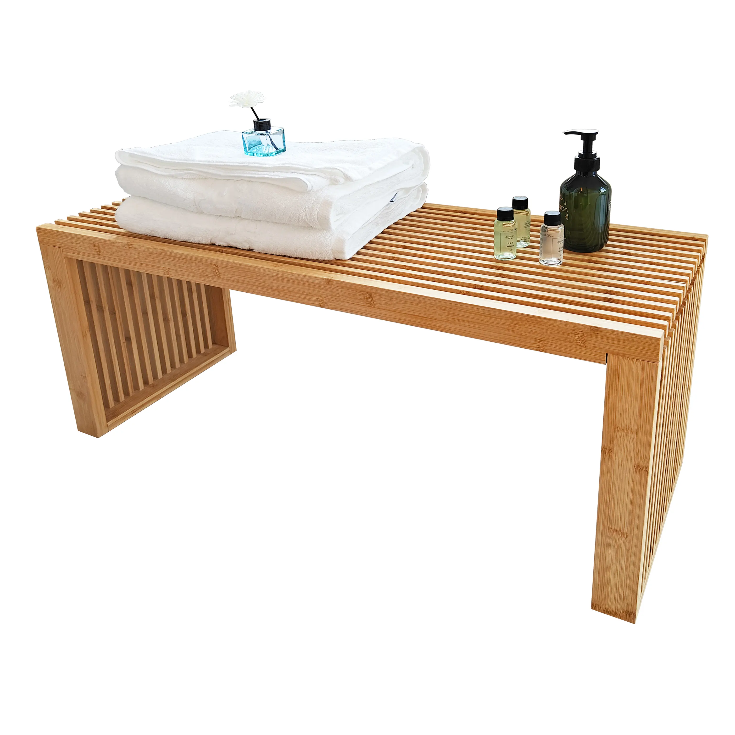 Bambou teck solide surface banc de douche accessoires de salle de bain banc de douche chaise bois siège de douche tabouret de bain