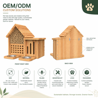 Maison pour insectes en bois carbonisé durable avec piquet métallique pour l'attraction des pollinisateurs dans le jardin