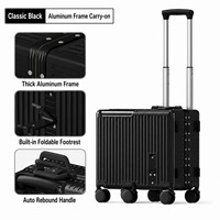 Valise à roulettes multifonctionnelle JX en aluminium pour enfants, bagage cabine 20 pouces, chariot de voyage