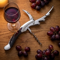 Ensemble d'ouvre-bouteilles Laguiole classique robuste 6 pièces avec manche en acier inoxydable et bois de wengé - Coffret cadeau