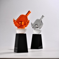 Trofeo de Cristal para Tenis de Mesa con Grabado Láser de Forma Geométrica Personalizable al por Mayor