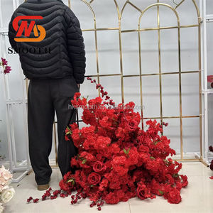 SMOOTH Good Quality Beautiful Wedding <b>Red</b> Rose Flower Balls Silk Cherry Blossoming Artificial Flower <b>Runner</b> - Product Image 3