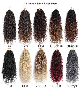24 mèches de cheveux synthétiques bouclés blonds ombrés, faux locs ondulés au crochet avec extrémités bouclées, extensions de cheveux synthétiques de style bohème pour femmes noires - Product Image 4