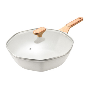 Maifan Stone Octagonal Wok Non-Stick Frying Pan For Healthy Cooking With Wooden Handle - Product Image 3