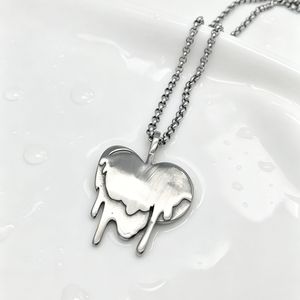 yunnique <b>Titanium</b> Steel Heart Pendant Necklace Liquid Lava Design Sweater <b>Chain</b> For Men And Women Daily Wear Gift - Product Image 4
