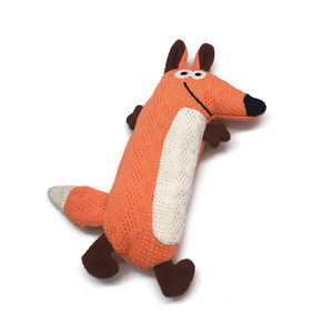 Giocattolo da masticare per cani in maglia piatta divertente volpe morbida ripiena da masticare interattiva grande volpe di peluche con grandi occhi - Product Image 3