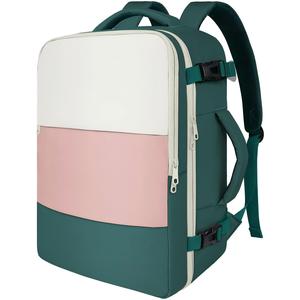 Sac à dos de voyage pour femme, rose crème et vert, pour ordinateur portable 15,6 pouces, fabricant - Product Image 1