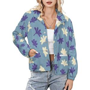 Jaket kulit untuk wanita, mantel mode cetak sesuai permintaan, kerah berdiri, jaket mewah, desain bunga naupak, jaket hangat musim dingin untuk wanita - Product Image 1