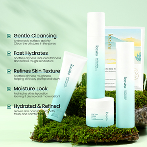 Set de Cuidado Facial de Cactus Natural ICESEA, Hialuronato de Sodio, Hamamelis, Centella Asiática, Nutritivo, Anti-Hinchazón, Hidratación Profunda, Calmante - Product Image 3