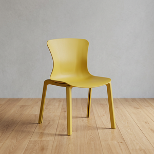 Modern Yellow Plastic Dining <b>Chair</b> with Metal Legs <b>Stackable</b> Minimalist Design for Home Restaurant UPRS 1 Year Warranty - Product Image 1