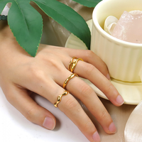 Ensemble de bagues minimalistes personnalisées pour femmes, bijoux de mode plaqués or 18 carats, en acier inoxydable, avec gravure vierge, motif vague torsadée, pour filles