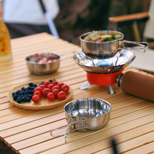 304 Stainless Steel Folding Bowl Set Portable Outdoor <b>Camping</b> Tableware Multifunctional Combined Cookware Bowl Kit for Picnic - Product Image 2