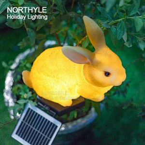 Solar conejo escultura luz LED jardín 3D Anime lámparas al aire libre Pascua decoración bonita decoración de vacaciones - Product Image 4