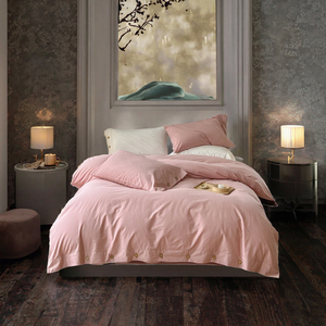 Vente en gros usine – Housse de couette de mariage rose imprimée en microfibre 400TC, douce et chaude, ensemble de couette en stock - Product Image 2