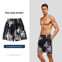Shorts de plage décontractés pour hommes grande taille, 100 % polyester, taille élastique, séchage rapide, imprimé numérique, tricoté, mi-longueur